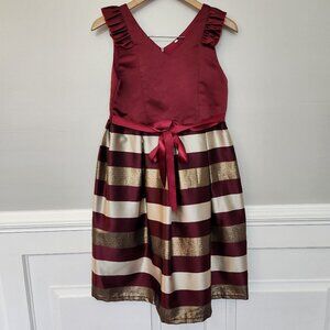 Red Gold Glitter Ruffles Lace Party Wedding Bridesmaid Holiday Dress Girls XL